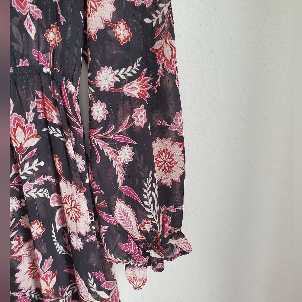 Emma & Michele Black and Pink Floral Long Sleeve Dress - Picture 5 of 7